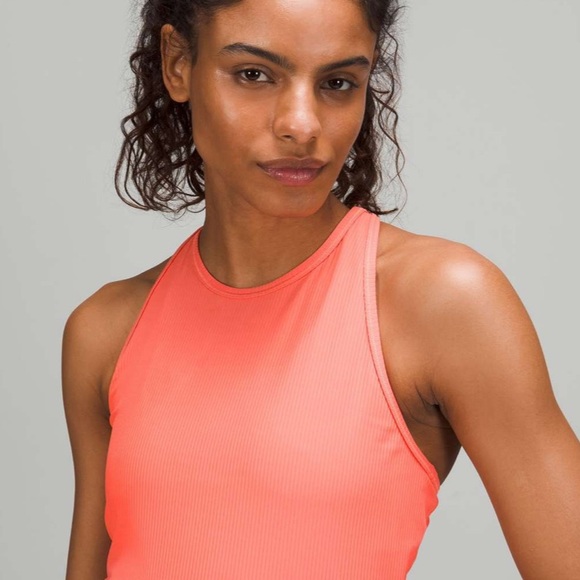 Lululemon Base Pace Ribbed Tank Top Raspberry Cream Size 10 - Picture 3 of 8